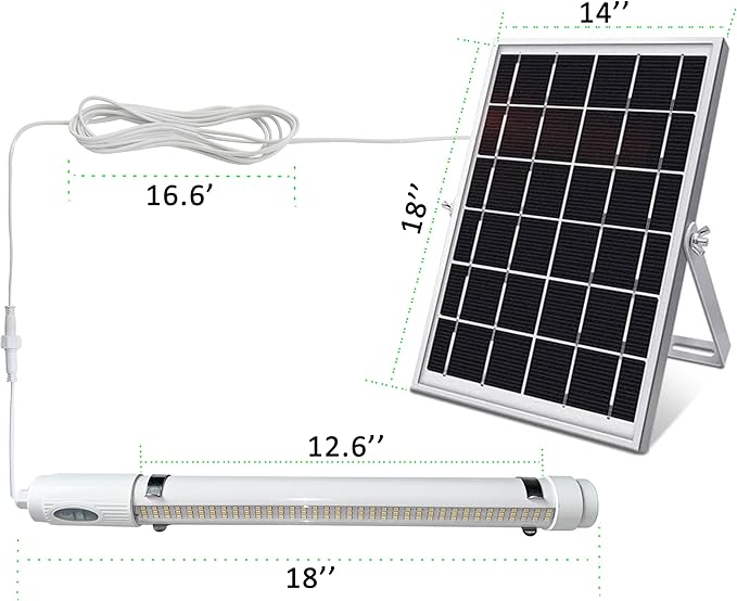 Bright Solar Powered Grow Light with Batteries Full Spectrum Growing LED Lamp for Outdoor Indoor Greenhouse All Stage Plants Waterproof Hanging Sunlike Growth Lights, Auto On Off, (Upgraded)