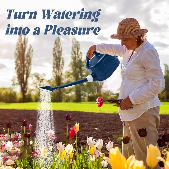 1 Gallon Watering Can, Garden Watering Can Outdoor, Plant Water Can with Removable Long Spout and Stainless Steel Sprinkler Head, Plastic Indoor Watering Cans for Gardening Flower Plants