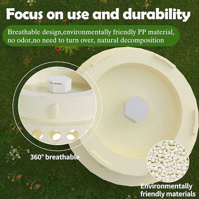 Underground Worm Farm, Garden Mini vermicomposting bin for use in Outdoor Gardening from Kitchen Food Waste, with Holes and lid, White (11.81x4.3x4.3IN)