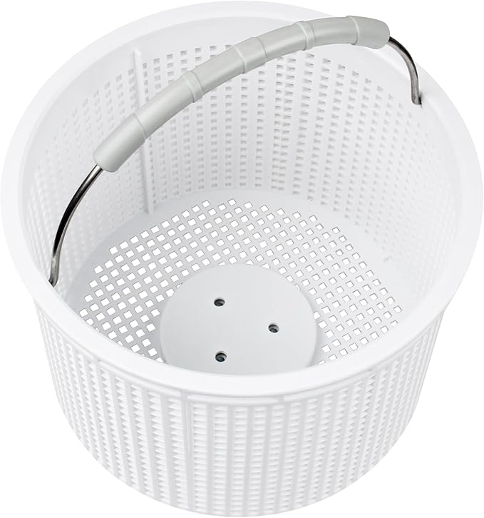 7'' Inground Pool Skimmer Basket for Hayward Skimmer Basket & Pool Filter Basket SP1082CA | Built-in Weight | with Stainless Steel Handle & Rubber Grip