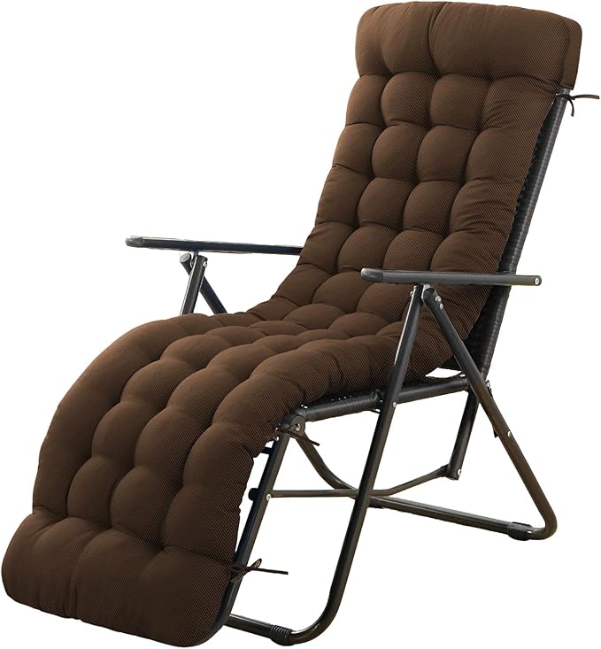 Patio Lounge Chair Cushion, Waterproof Zero Gravity Chair Cushions with Ties, 66x21x4 Inches Chaise Lounge Chair Cushion for Outdoor Indoor Furniture, Brown (Only Cushion)