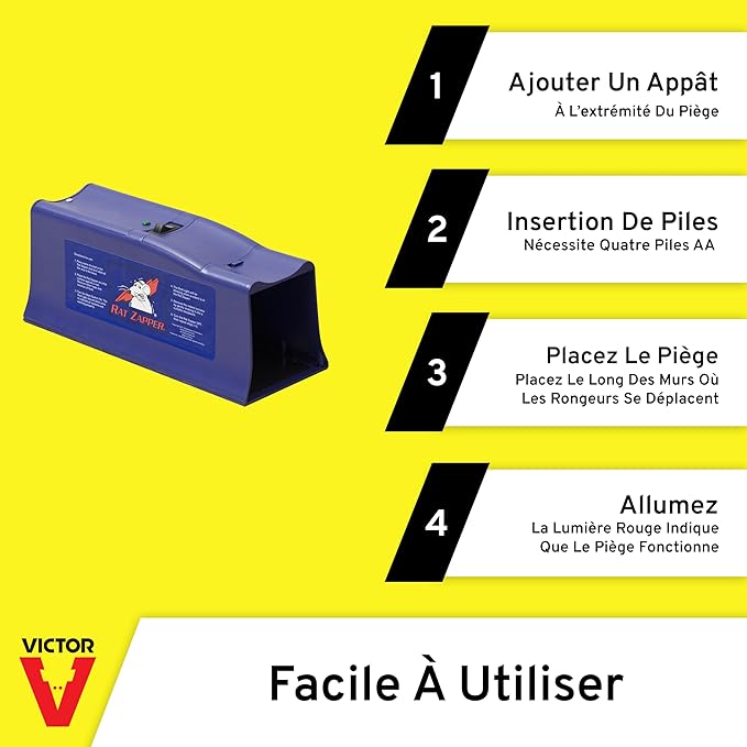 Victor Rat Zapper Classic Indoor Electronic Mouse and Rat Trap - 1 Electric Trap - RZC001-4 - Kill Up To 20 Rats - Easy to Use - LED Light Catch Alerts - Humanely Kill Mice and Rats - No See, No Touch