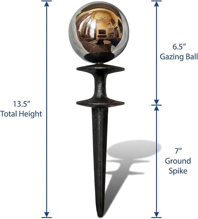 Lulu Decor, Garden Silver Gazing Ball Hose Guide, Set of 2 Strong and Decorative Hose Guide that Protects Your Plants While Providing Elegance to Your Garden