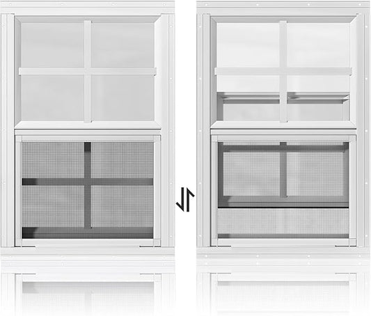 WRISIN 2 Pack Shed Windows 18" W x 27" H Flush Mount, White Household Windows for Playhouses, Barns, Chicken Coop