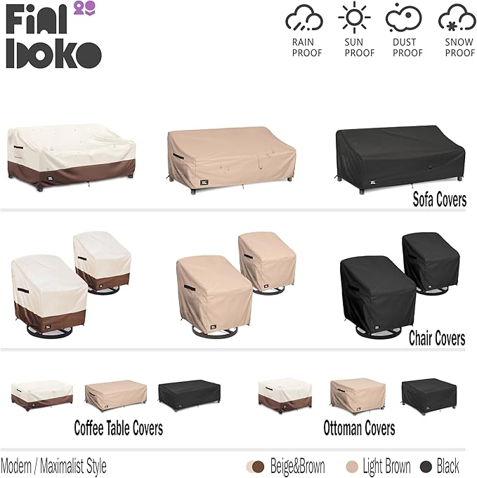 Patio Chair Covers 2 Pack,27Wx32Dx36H inches Outdoor Chair Covers,100% Waterproof Heavy Duty Outdoor Furniture Covers Waterproof,Light Brown Modern Style Patio Furniture Cover