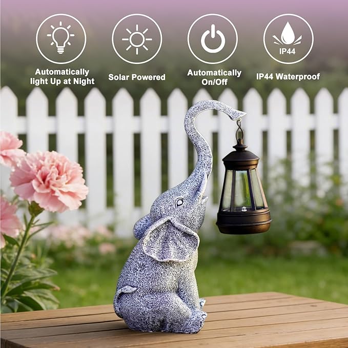 Goodeco Elephant Statue for Garden Decor with Gift Appeal - Ideal Gifts for Women, Mom or Birthdays, Beautifully Crafted Outdoor & Home Decor to Wow Your Guests (11" Elephant)