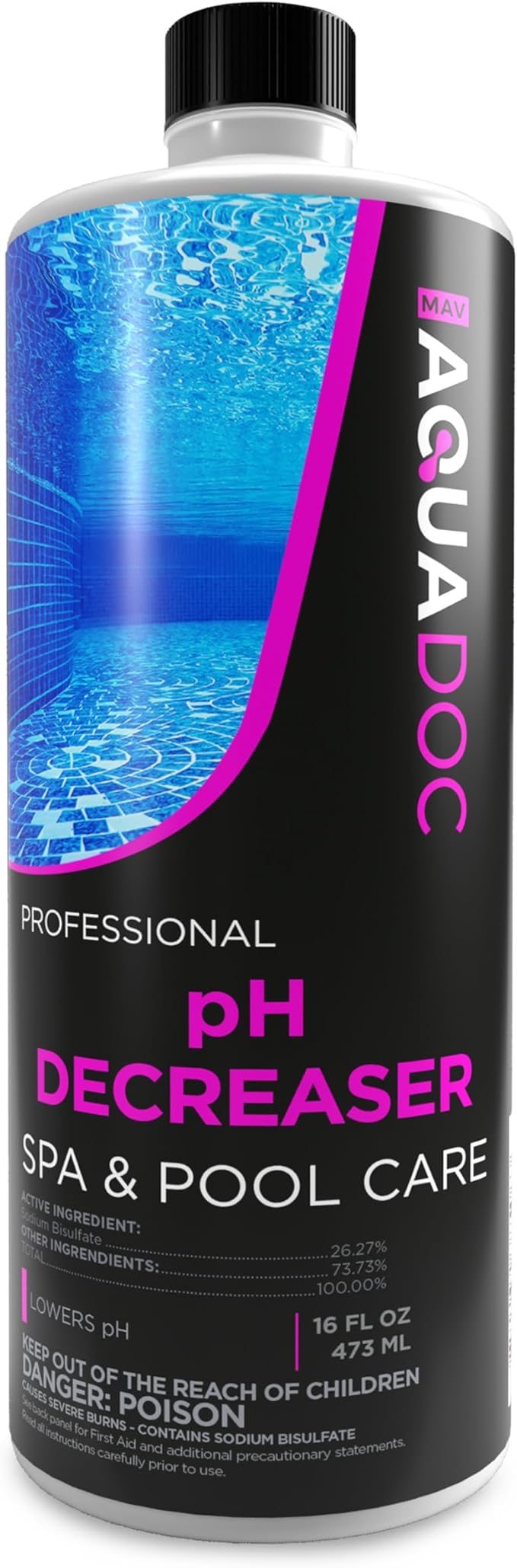 MAV AquaDoc pH Decreaser - pH Down for Hot Tub Spa - 16oz Liquid Hot Tub Chemicals pH Reducer