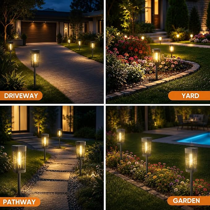 Solar Lights Outdoor Waterproof – 12 Pack Solar Powered Garden Pathway Lights - IP65 LED Landscape Lighting for Walkway Patio Lawn Yard Porch Decor