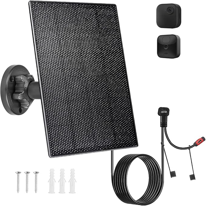 Solar Panel Charger for Blink Camera,3W Solar Kit Build-in 2600mAh Rechargeable Battery, IP66 Waterproof