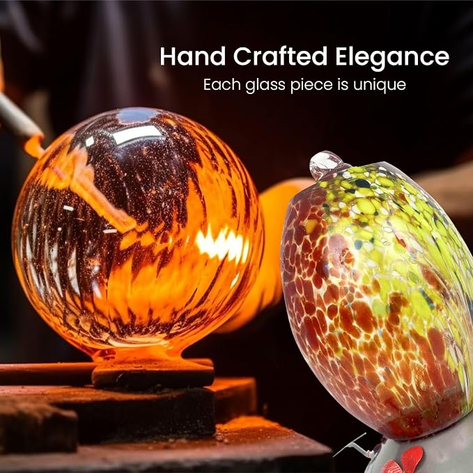 Nature Gear Glass Hummingbird Feeder for Outdoors, Hanging Bird Feeder with Ant Moat, Hand-Blown Glass Garden Feeder, Easy Clean Wide Mouth, Rust Resistant, 38 oz, Volcano Red