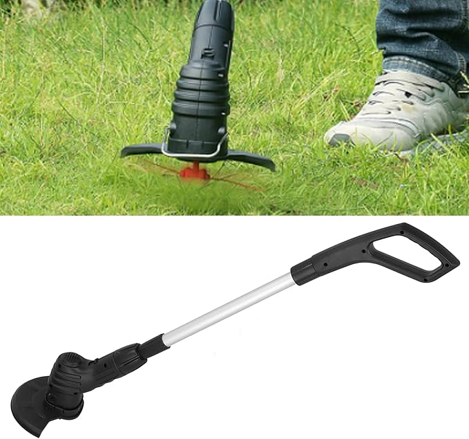 Electric Weed Wacker Cordless Stringless Electric Lawn Mower Handheld Long Battery Life Household Cordless Small USB Rechargeable Field Mower with 20 Replace Blades for Yard Garden