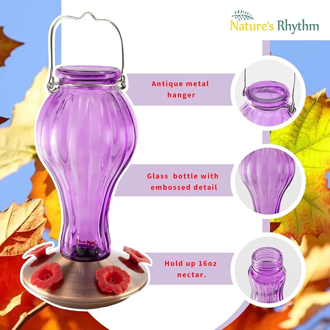 Nature's Rhythm Outdoor Mesh Feeder Metal Mesh Bird Feeder Purple Balloon Bottle Feeder Bird