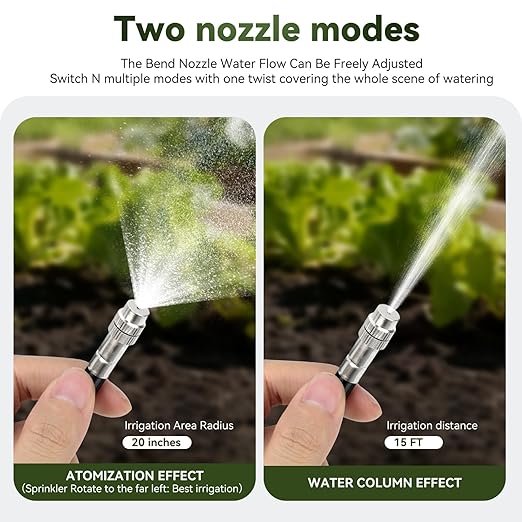 100Ft 1/2" Tubing High-Flow Drip Irrigation System, 360° Adjustable Garden Watering System with 30 Nozzles, Dual-Side Watering Kit for Raised Beds, Greenhouses & Efficient Plant Irrigation
