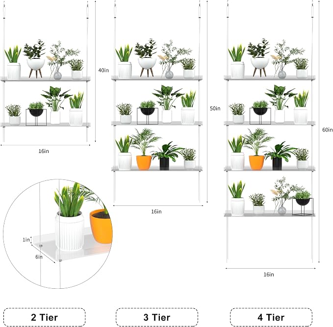 Jolitac Acrylic Window Boxes Plant Shelves for Windows, Acrylic Hanging Window Plant Shelves, Indoor Windows Wall Hanging Plant Stand Flower Display Shelves (Clear, 3-Tier)