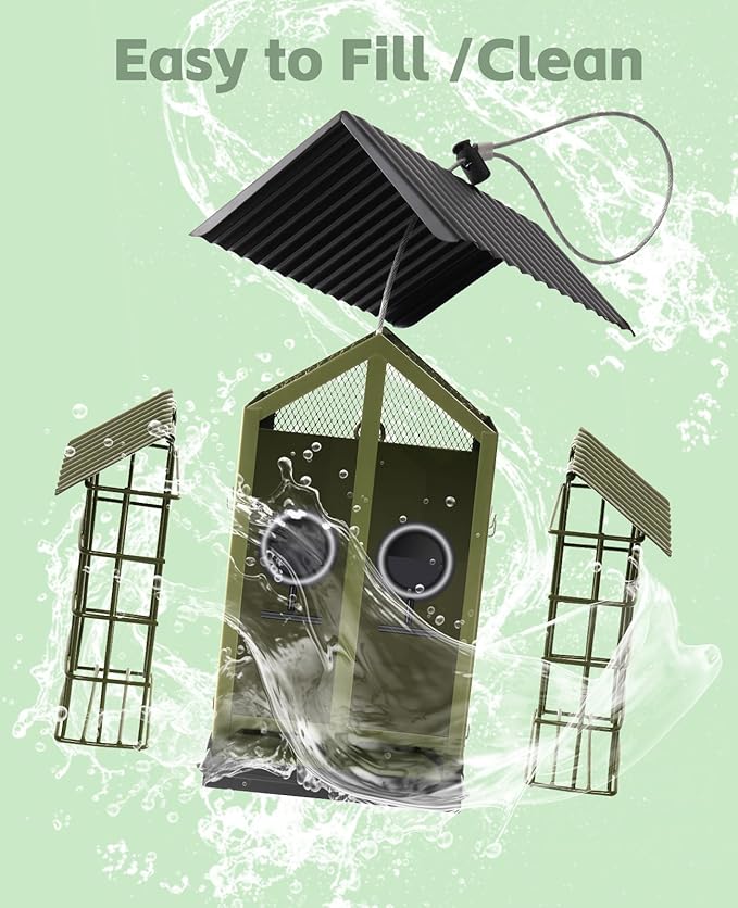 Weatherproof Bird Feeders for Outdoors - 4Lbs Large Metal Suet Feeder for Cardinal Finch, Garden Decor (Ordinary Green)