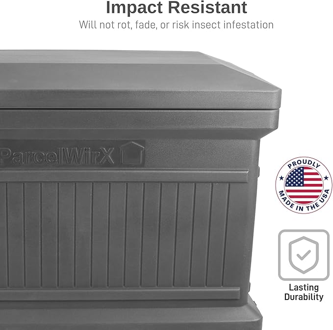 RTS Home Accents ParcelWirx Premium Horizontal Storage Cabinet/Package Delivery Box with Lift Off Lid, Graphite