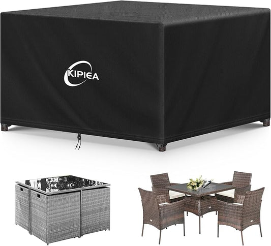 Kipiea Outdoor Furniture Covers Waterproof, 420D Heavy-Duty Patio Furniture Set Covers, No Tears Anti UV No Fading (45" L×45" W×28" H)