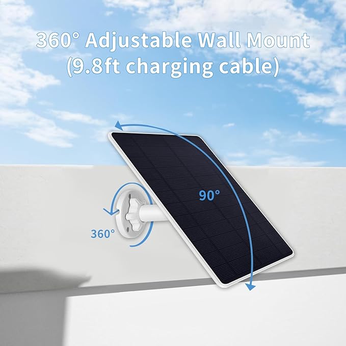 Solar Panel Compatible with TP-Link Tapo MagCam C425, Tapo C420 and Tapo C400, Micro USB Charging Plug, IP65 Waterproof, 6W5V