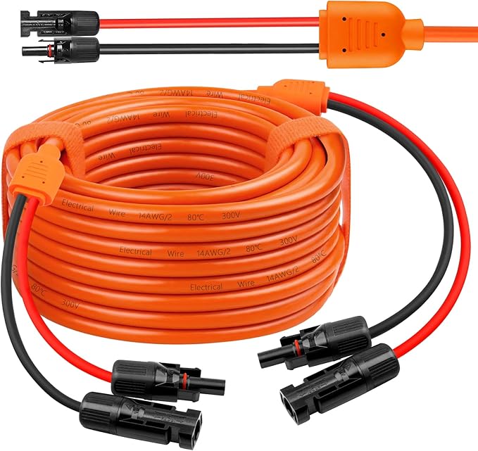 Solar Panel Extension Cable 30FT - MOOKEERF 10AWG+14AWG Solar Wire with Female & Male IP68 Waterproof Connector for RV, Photovoltaic Systems, Home, Boat, Solar Panels, Car