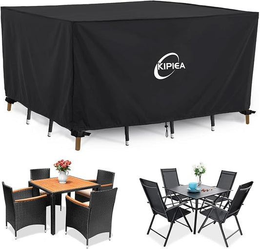 Kipiea Outdoor Furniture Covers Waterproof, 420D Heavy-Duty Patio Furniture Set Covers, No Tears Anti UV No Fading (58" L×34" W×28" H)