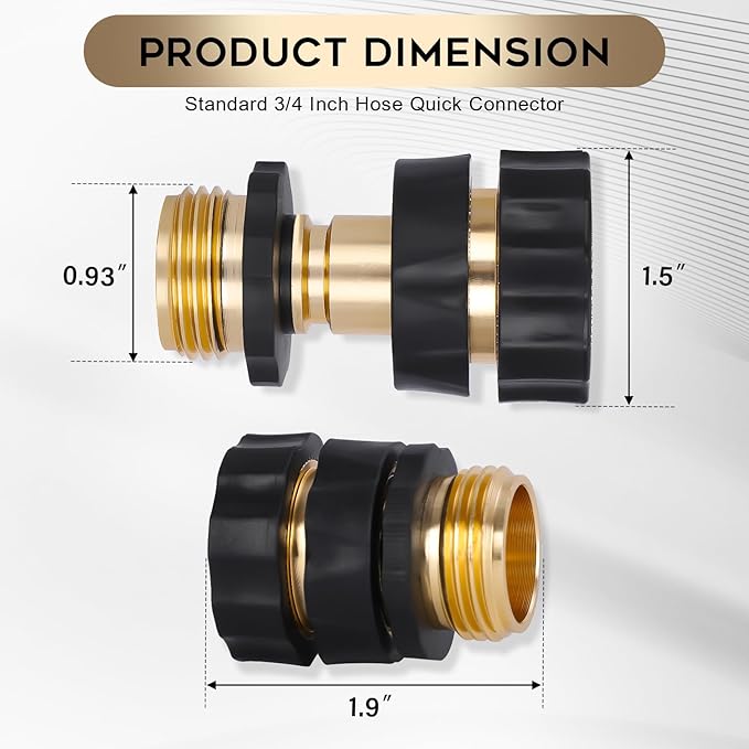 Dalmbox Garden Hose Quick Connector, 3/4" Male and Female Quick Release Garden Hose Connect Fittings With 2 Rubber Washers,2 sets