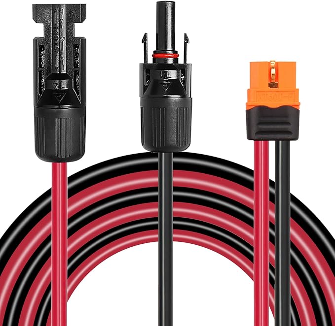 MOOKEERF Solar to XT60i Cable - 8FT Solar Panel Adapter Connector XT60i-F Extension for Portable Power Station