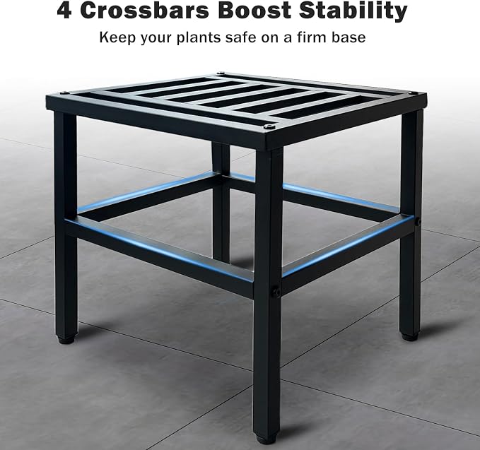 Plant Stand Indoor Outdoor,13 Inch Round Metal Plant Stands Riser,Heavy Duty Wrought Iron Pedestal Holders for Large Flower Pot,Outside Rust-Proof Black Flower Display Shelf for Patio,1-Pack