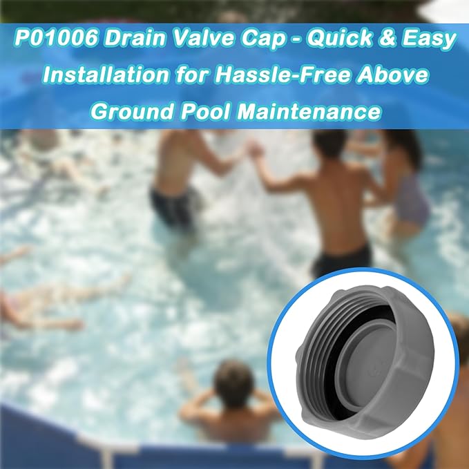 P01006 Drain Valve Cap for Bestway and Coleman Above Ground Pool, Heavy Duty Pool Drain Valve Cap Replacement 2 Pack(Gray)