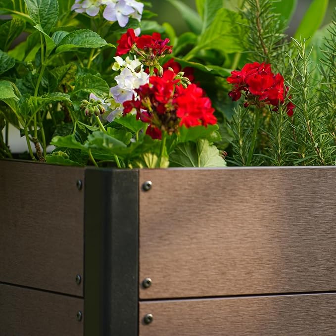 Garden Raised Bed, 19 * 19 * 18in Deep Root Planter Box for Patio, Outdoor Herb, Vegetable, and Flower Gardening - Durable Wooden Style Planter Box for Easy Mobility and Clearance