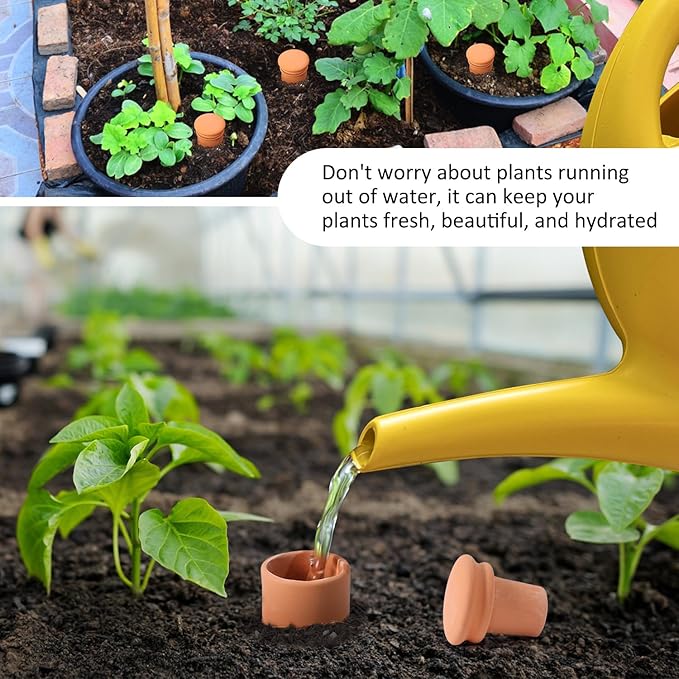 10*6in Ollas Clay Watering Pot with lid Terra Cotta Clay Irrigation Plant Watering Globes with Top Storage Pool Plant Corms for Irrigating Pots Plant Enthusiasts Terracotta Watering Spikes