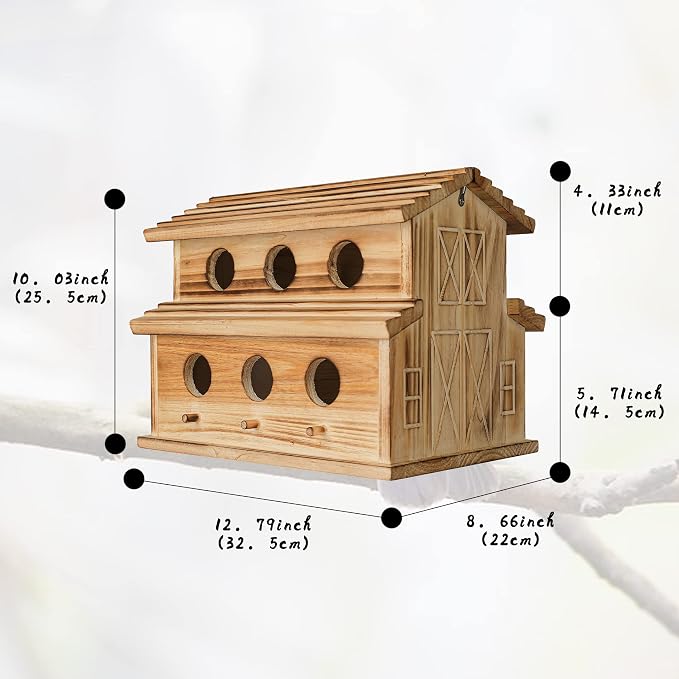 Bird Houses for Outside,6 Hole Outdoor Bird House - Room for 6 Bird Families - Bluebird, Finch, Cardinals Hanging Bird Houses for Garden & Yard
