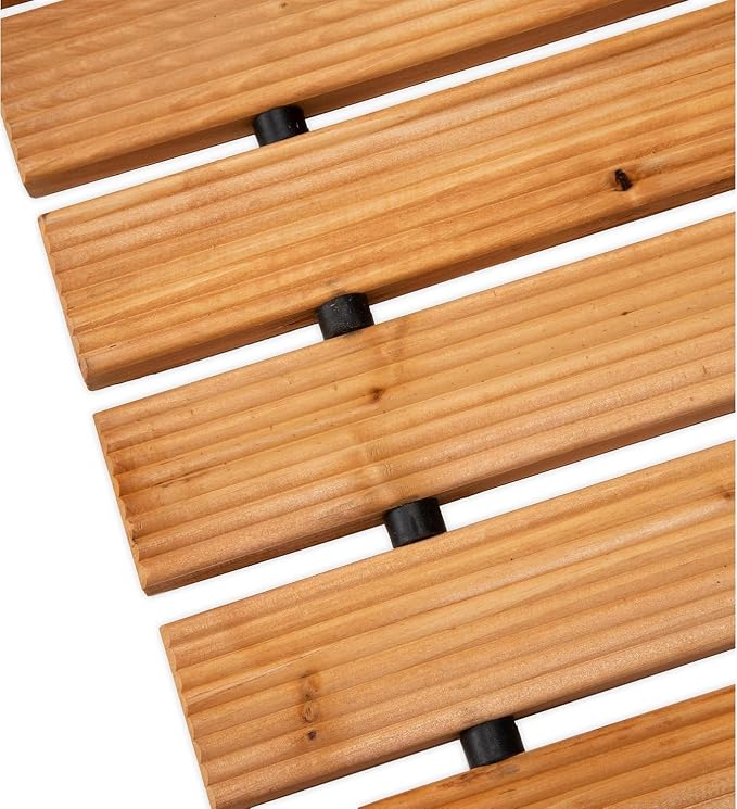 Plow & Hearth 6' Straight Outdoor Wooden Pathway | 17" Wide Rollout Outdoor Garden Walkway | Weather-Resistant Hardwood Cedar Board Walkway Landscape Edging | Decorative Lawn Patio Wedding Party