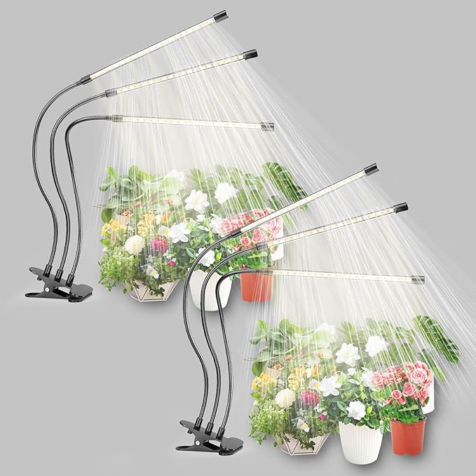 bseah Plant Light Grow Light for Indoor Plants 2 Pack, Full Spectrum Indoor Grow Lamp, 10-Level Dimmable and Auto ON & Off Timer