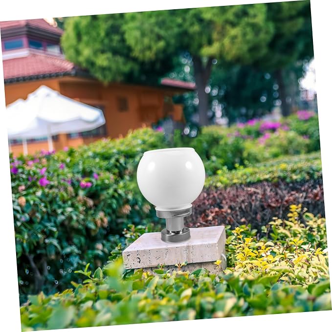SOLUSTRE Solar Wall Pillar Lamp Outdoor 10.03X7.87In Round Ball Led Post Light Waterproof Solar Powered Landscape Lighting for Garden Patio Fence