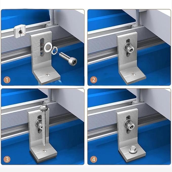 10Pcs L Foot Solar Mount, Aluminum Alloy Photovoltaic Panel Mounting Bracket, Photovoltaic Mount, Waterproof Solar Panel Bracket for Roof PV System
