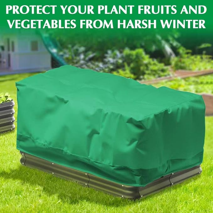 2 Pack 59" x 35" x 17" Upgraded Insulation Raised Garden Bed Cover with Thermal Aluminum Film Liner, Rectangular Plant Covers Freeze Protection Outdoor Winter Plants Frost Covers Blanket