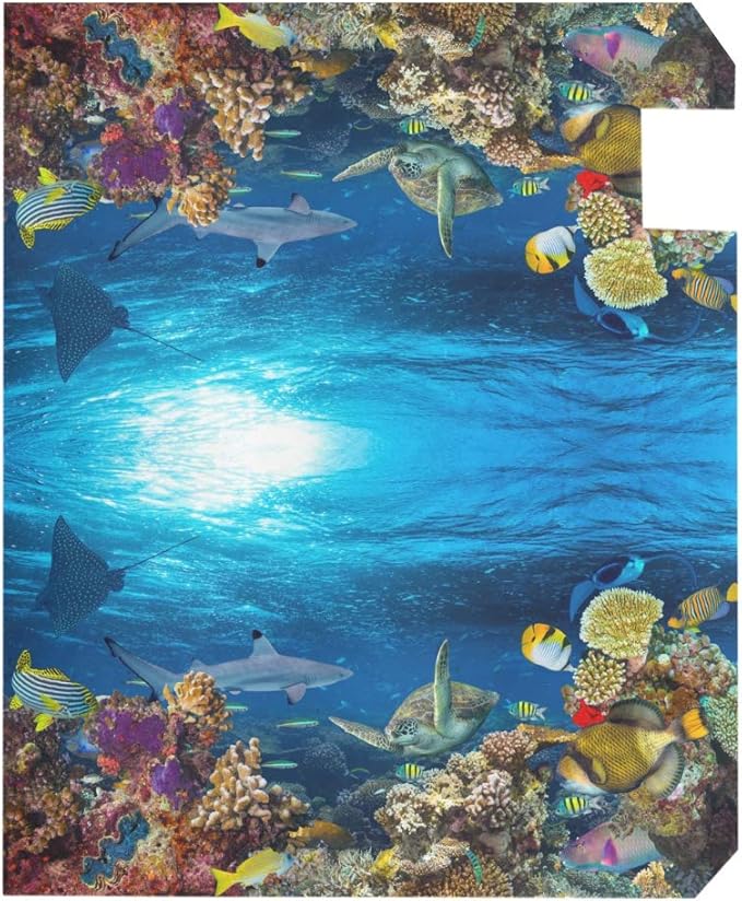 ZZKKO Ocean Marine Life Turtle Shark Coral Reef Landscape Mailbox Covers Magnetic Seasonal Colorful Pattern Home Houses Decorations,25.5x20.8 Inch Large Size,Multicolor