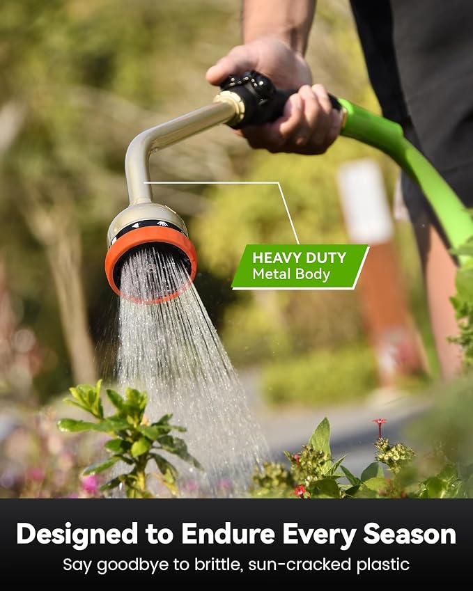 RAINPOINT Watering Wand, 16 Inch Metal Garden Hose Wand with 9 Spray Patterns, Long Hose Sprayer Nozzle For Hanging Baskets, Shrubs,Lawn (Orange)
