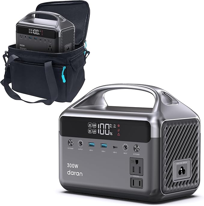 Portable Power Station 300W (600W Peak), 192Wh (60,000mAh) Mini Solar Generator, LiFeP04 Battery with AC Outlets, Fast Charing Power Bank 7 Port Design for Emergency, Hurricane (Solar Optional)