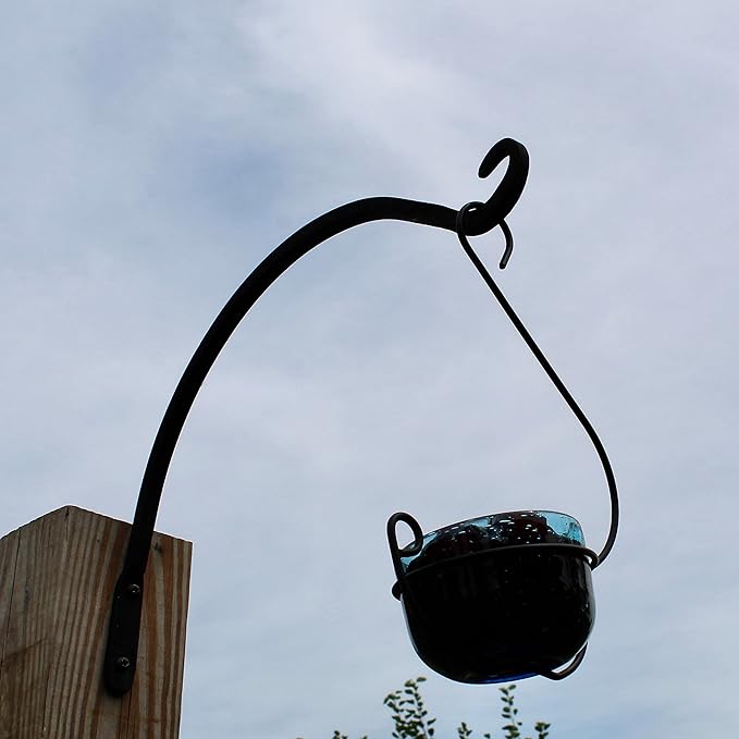 Bluebird Mealworm Feeder - Sparkling Blue Glass Bowl with Decorative Hanging Hook - Removable Cup for Easy Cleaning - Dried or Live Mealworm Feeder for Bluebirds Outdoors