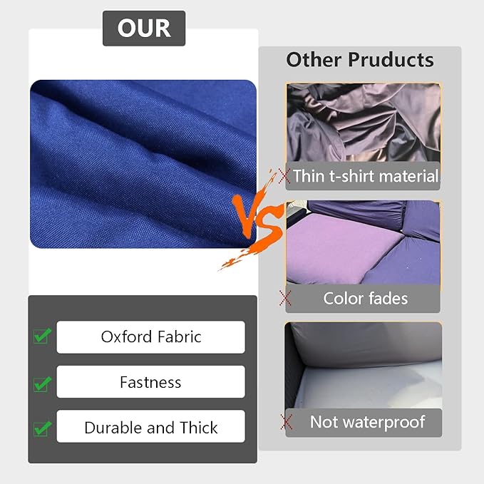 FLYMEI Patio Cushion Covers 24x22x4 Waterproof Outdoor Cushion Cover Replacement 4Packs Outdoor Seat Cushion Slipcover for Rattan Chair Sofa, Blue