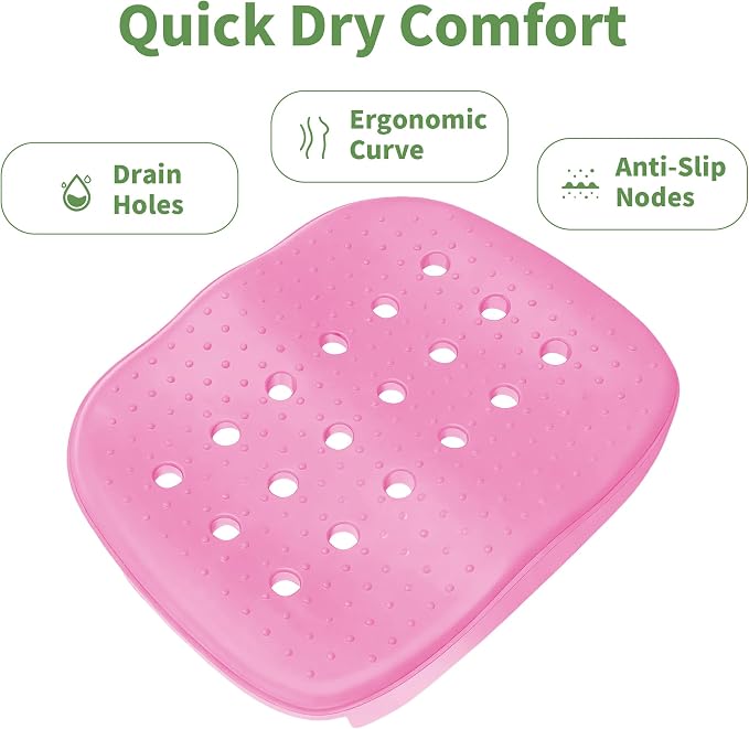 Poolside Seat Cushion, Pool Seat for Edge of Pool, Portable Outdoor Chair Mat with Carry Bag, Non-Slip & Quick-Drain for Swimming Pool, Patio, Deck, Hot Tub Bench (Pink, 2 PC)