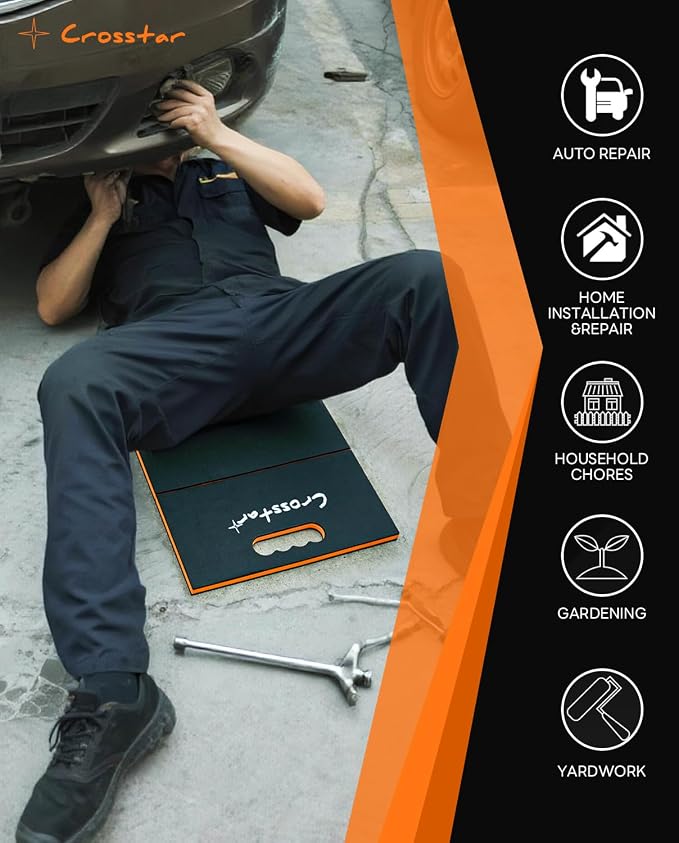 Crosstar 0.9" Thick Foldable Kneeling Pad with Handle & Storage Belt, 5 Fold Comfortable EVA Foam Knee Pad for Gardening, Workshop, Camping, Home Gym, Yard Work – Non-Slip, Waterproof