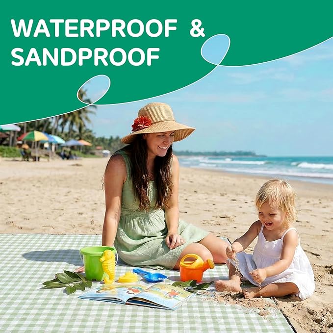 Waterproof Picnic Blanket Beach Outdoor Camping Mat Extra Large Foldable Cute Big Travel Essential Accessories Gift Park Patio Lawn Garden Grass Ground Play Music Festival Concert Must Have