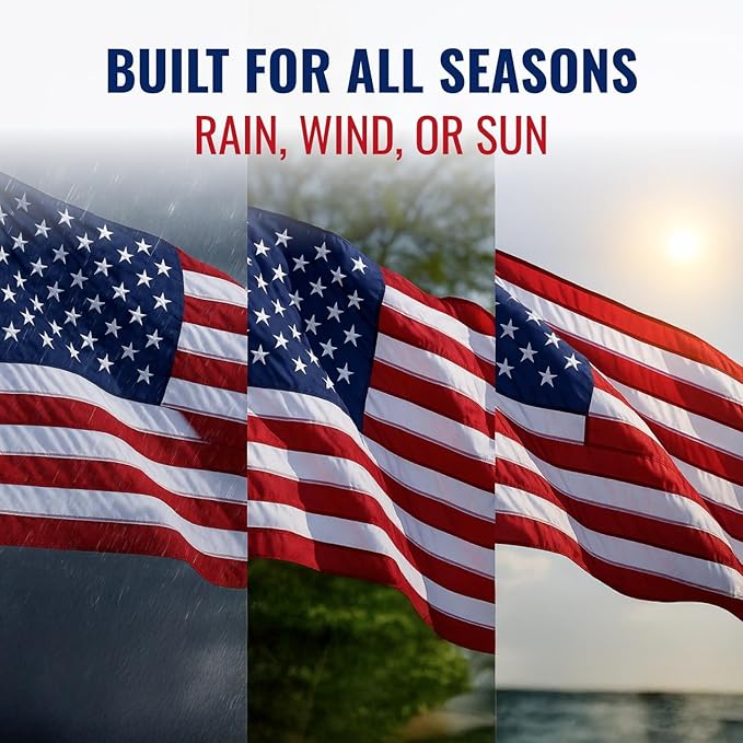 American Flags for Outside - 5x8 USA Flag With Embroidered Stars & Sewn Stripes – Heavy Duty UV Treated Polyester (Tougher Than Nylon), 70% More Fade Resistant