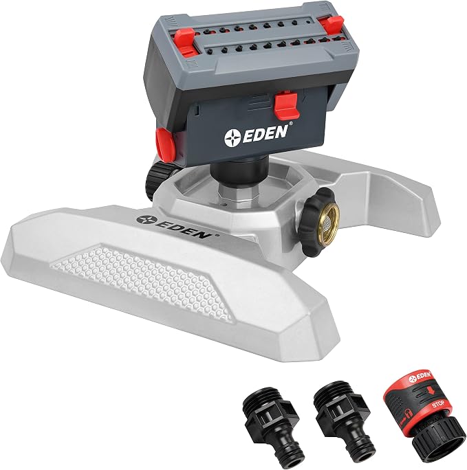 Eden Adjustable Mini Oscillating & Mobile Rotary Garden Sprinklers Bundle with Quick Connect
