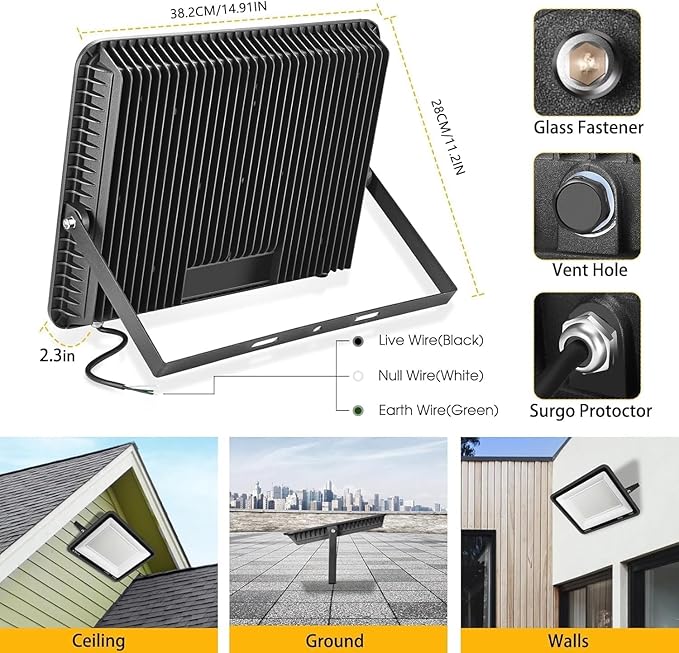 XYCN 2 Pack 240W LED Flood Lights,100-277V IP65 Waterproof 5000K Daylight 1700 watt Equivalent 36500LM Super Bright Outdoor LED Arena Lights Commercial Lighting for Stadium,Backyard, Parking lot etc