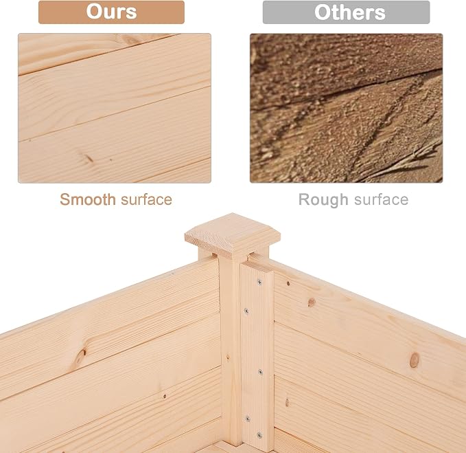 Outsunny Raised Garden Bed with Legs, 48" x 22" x 30", Elevated Wooden Planter Box, Self-Draining with Bed Liner for Vegetables, Herbs, and Flowers Backyard, Patio, Balcony Use, Natural