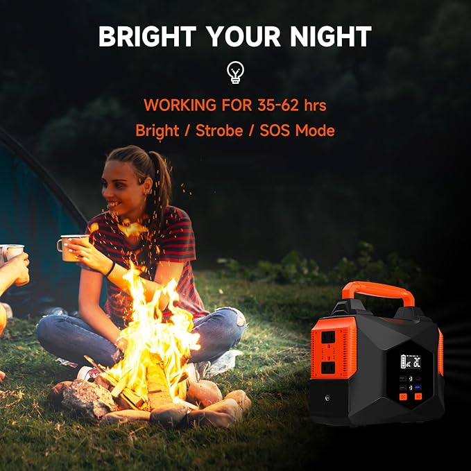 Portable Power Station for Camping, 150w 146wh Portable Generator for Home Use Indoor Outdoor Generator with AC Outlet Large Power Bank for Laptop Travel Emergency CPAP Survival Backup Apartment - Red
