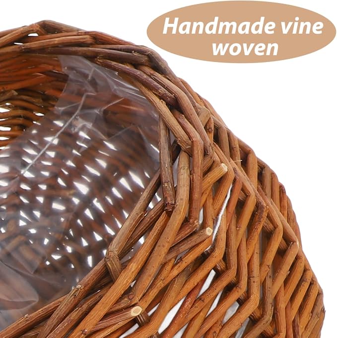 BESPORTBLE 2pcs Creative Rattan Flower Baskets Multi-Function Wall Decor for Indoor Plants Handmade Hanging Flowerpots for Home Patio and Garden Decorations